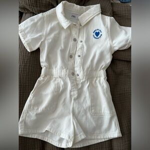 NWOT Zara white denim romper 5T